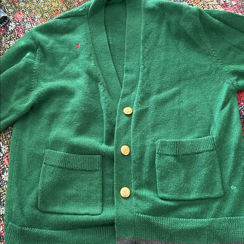Clare V Oscar Cardigan Green with Gray Trim - Picture 3 of 11